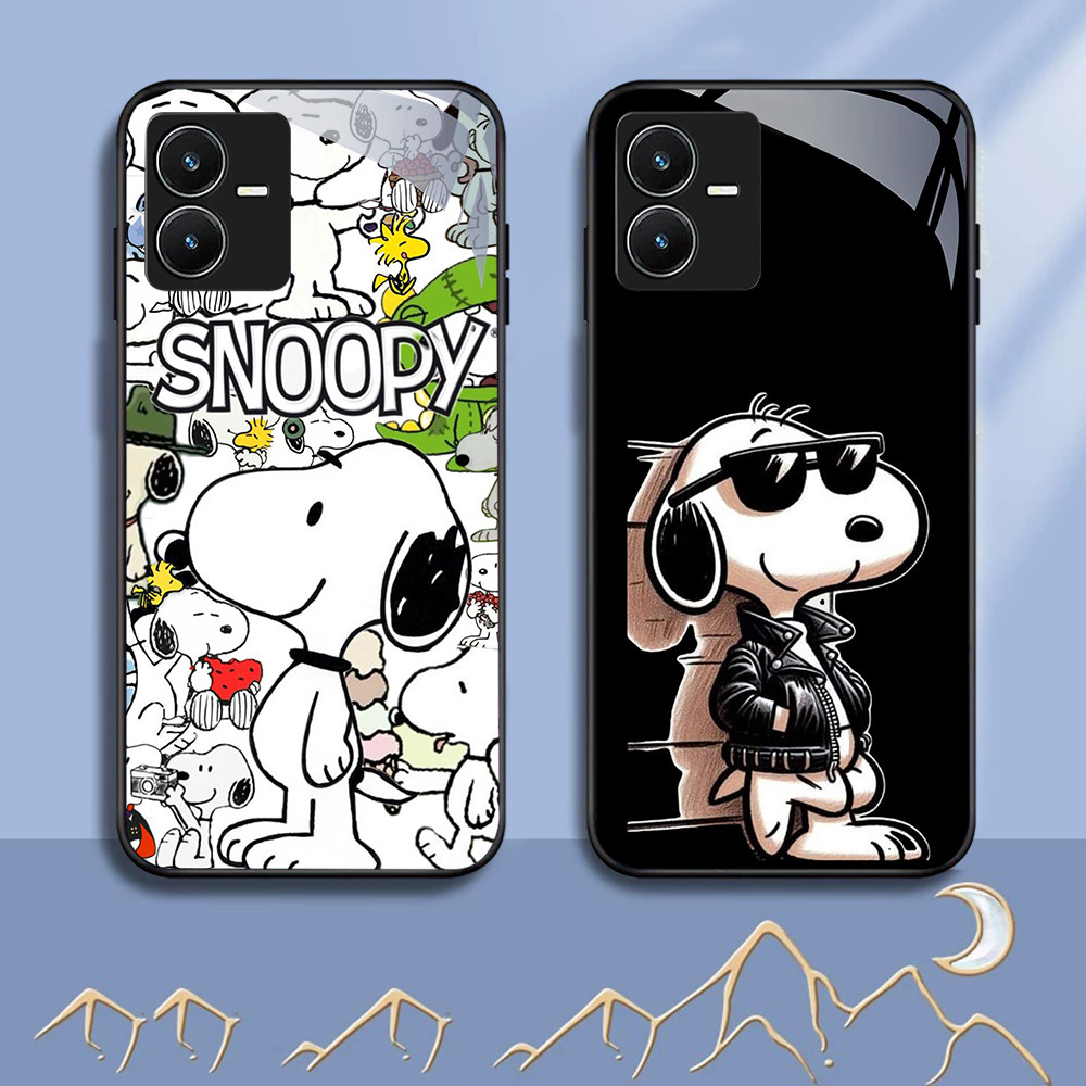 NC-81 Snoopy Glass Case สําหรับ VIVO Y22 Y35 Y75 Y28 Y22S V25 Y55 iQOO Z6
