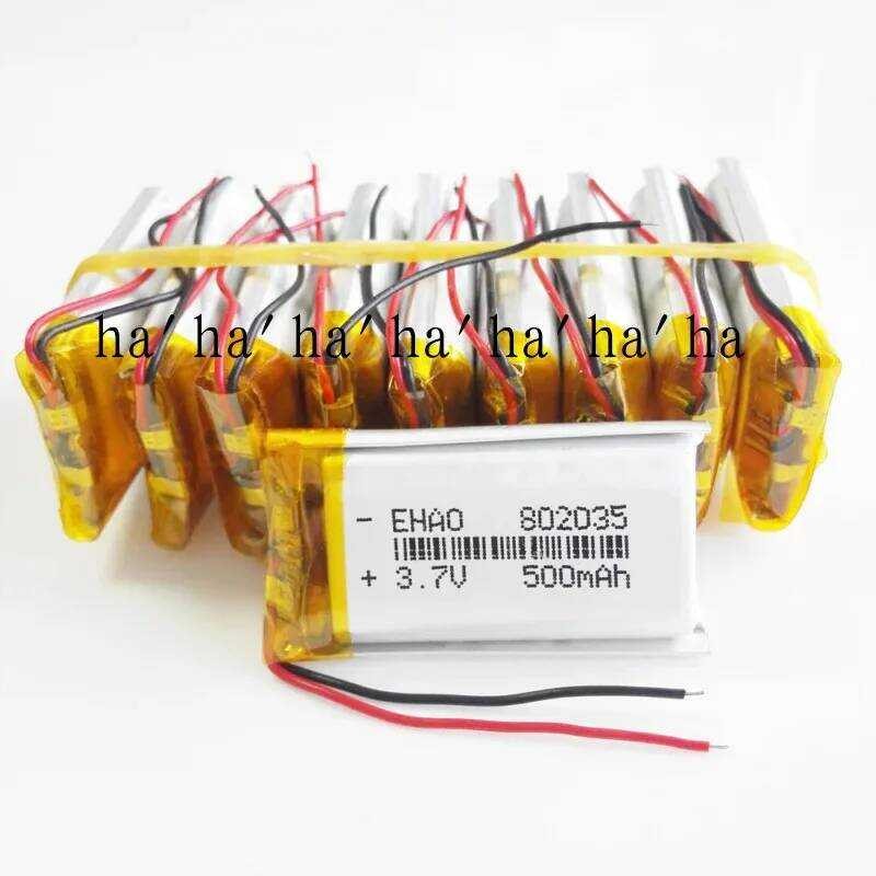 10 ชิ้น 3.7V 500mAh 802035   แบตเตอรี่ลิโพโพลิเมอร์แบบชาร์จได้สำหรับเครื่องบันทึก MP3 GPS