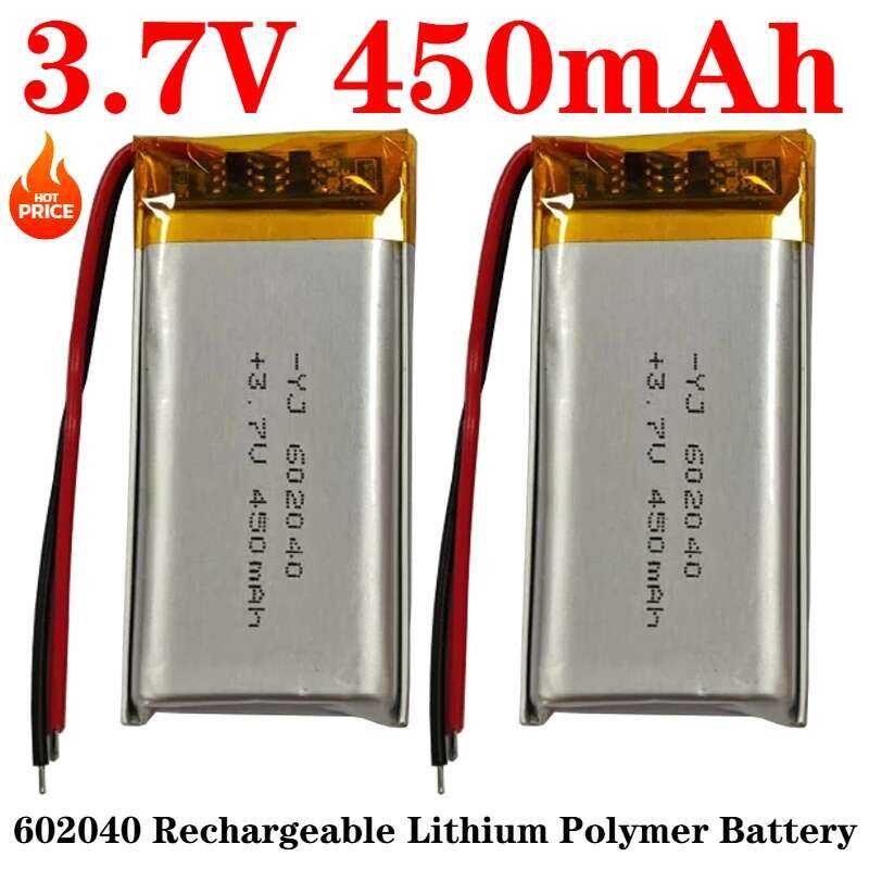 โพลีเมอร์602040 แบตเตอรี่ Li Po 3.7V 450mAh แบตเตอรี่ลิเธียมสำหรับเครื่องบันทึก DVR GPS เครื่องบันทึ