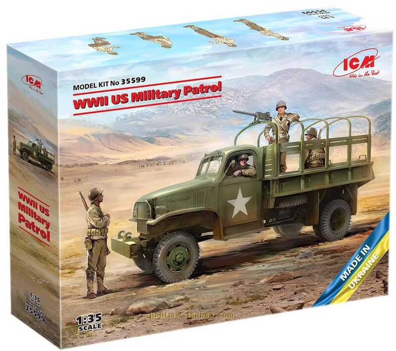 ทีมลาดตระเวนกองทัพสหรัฐในสงครามโลกครั้งที่สอง ICM 35599 และรถบรรทุก G7107 MG M1919A4 ขนาด 1/35