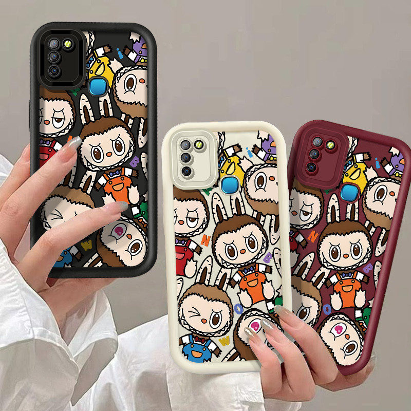 สําหรับ Infinix Hot 10 Lite Hot 9 10 11 Play Hot 12i 20i 30 30i 40i 40 Pro / Infinix X680 / Tecno Spark 20 Pro ปลอกการ์ตูนน่ารักตัวอักษร Labubu ซิลิโคนกันกระแทกปกอ่อน