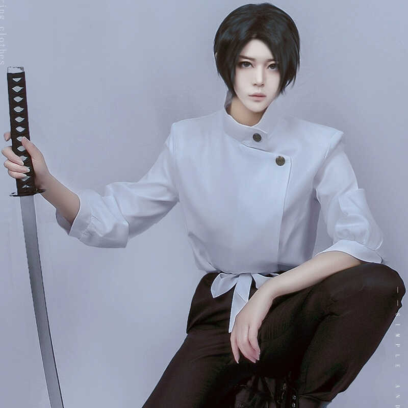 Jujutsu Anime Kaisen Okkotsu Yuta Cosplay Costume Adult Master Warrior Okkotsu Yuta White Top Pants
