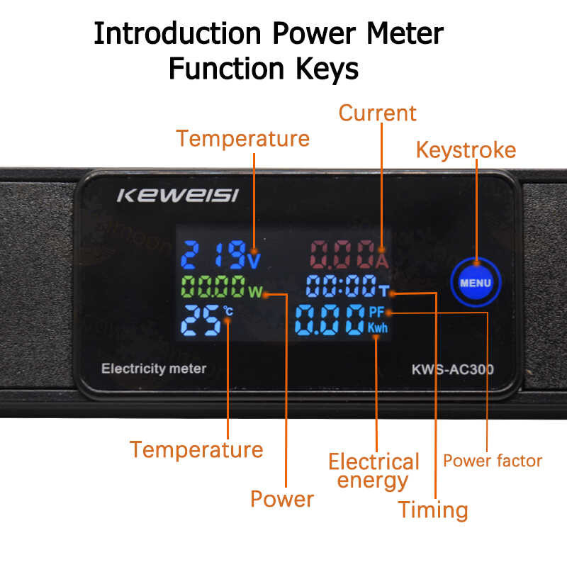 ❤ 19Inch PDU Power Strip Distribution Unit With Digital Electricity Meter Universal Socket Swi