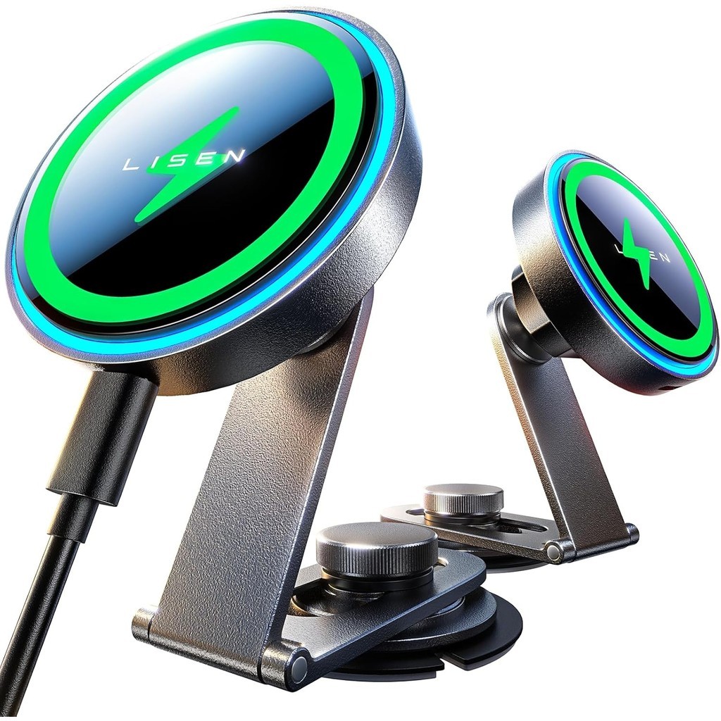 Lisen 15W Tesla สําหรับ Magsafe Phone Mount Holder สําหรับเครื่องชาร์จไร้สายในรถยนต์ [โลหะทั้งหมด]
