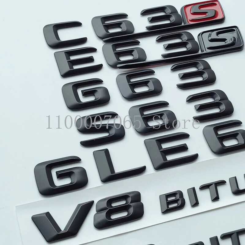 2015 ตัวอักษรสีดำด้าน C63 E63 G63 S63 Gle63 V8 Biturbo S Coupe ด้านข้างสั