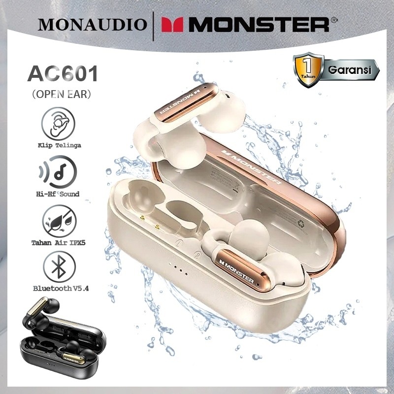 Monster Open Ear AC601 MH22210 หูฟังบลูทูธ V5.4TWS การนำกระดูก อายุการใช้งานแบตเตอรี่ที่ยาวนานเป็นพ