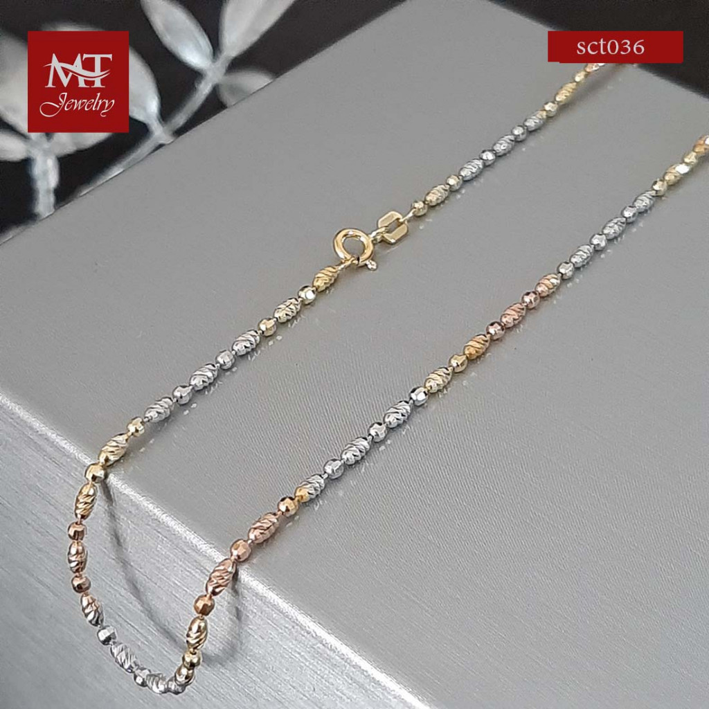 MT สร้อยคอเงินแท้ ดีไซน์ 3 กษัตริย์ งานอิตาลี หนา 2 มม ยาว 18 20 นิ้ว Silver tri color chain (sct03