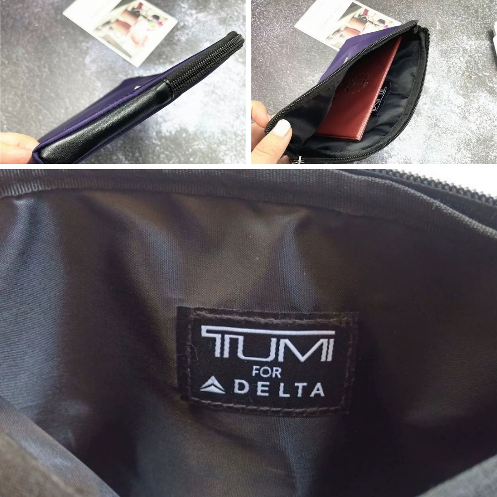 Delta Airlines Business Class Amenity Travel Tech Pouch Organizer เครื่องสําอาง Make Up Toiletries Wash Bag
