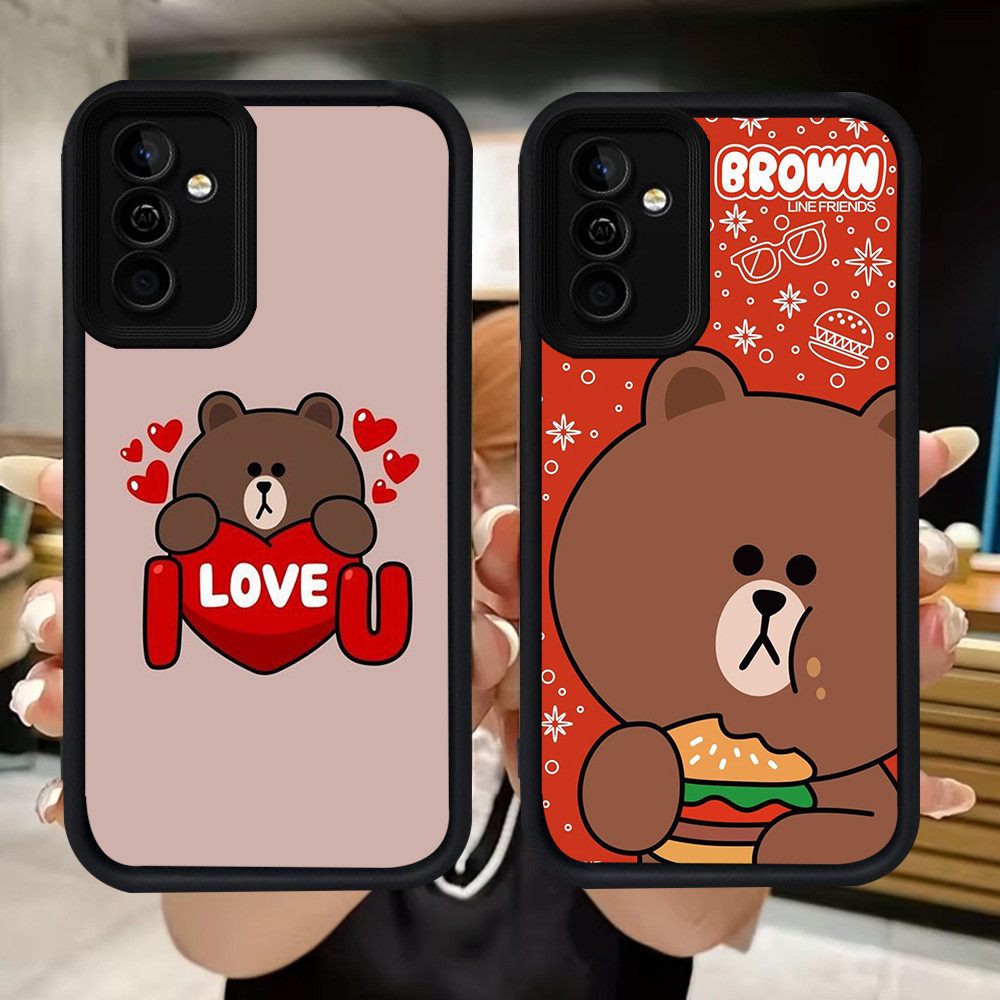 SAMSUNG Q9 Brown Bearsปลอกนุ่มสําหรับSamsung A33 A23 S20 A52 A32 A52S A53 A72 S21 A73 S24 A13 A26 A1
