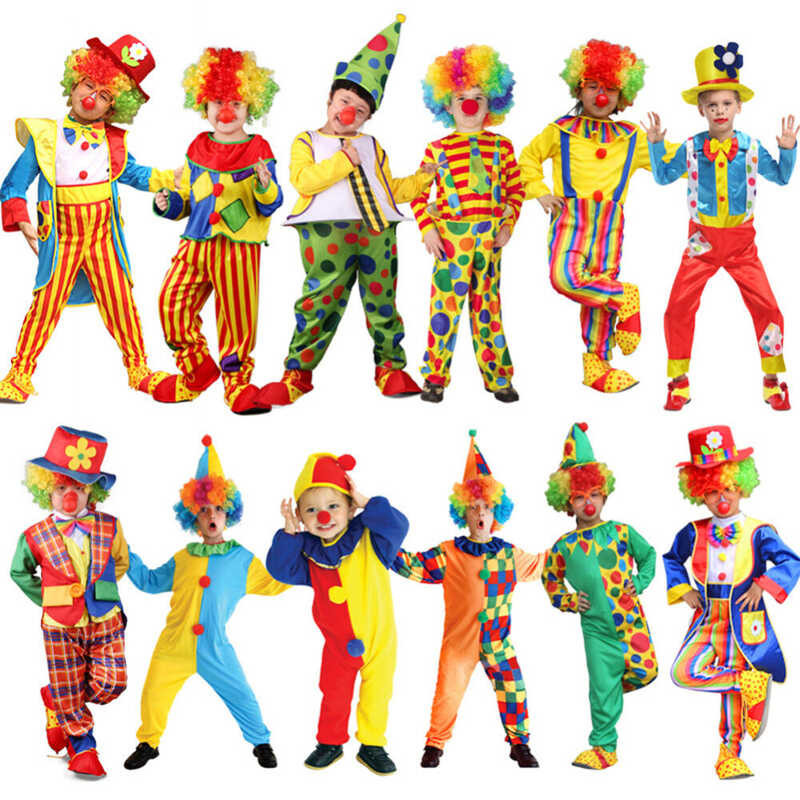Kids Clown Costume Set For Kids Boys Girls Halloween Clown Costume For Children