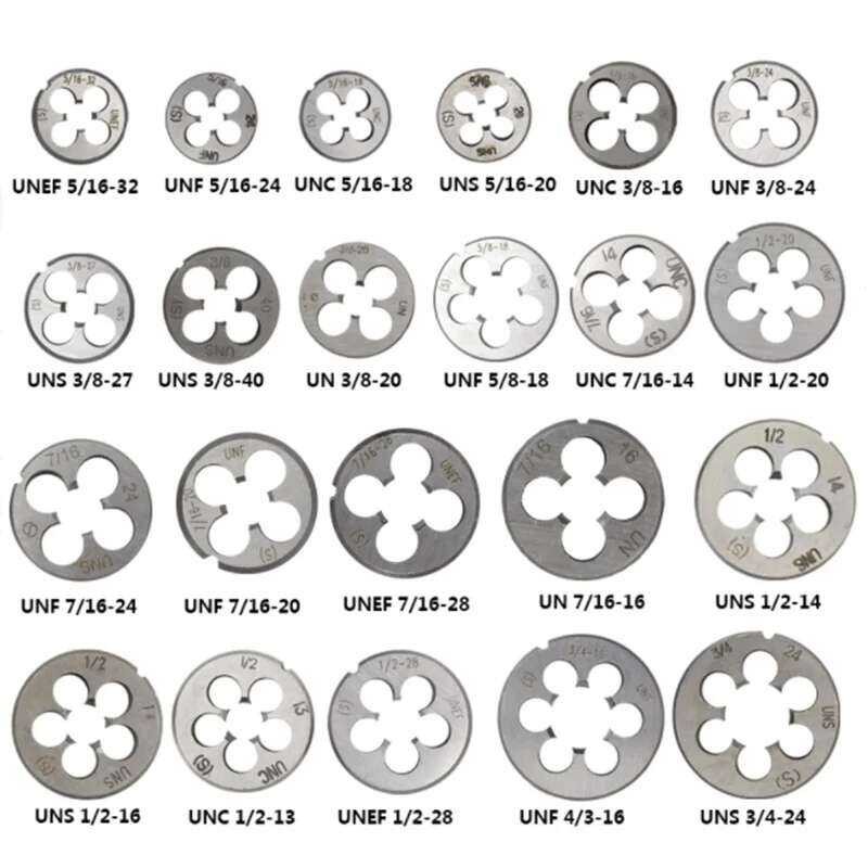 ชิ้น 1 ดาย Anglo American UN/UNC/UNF/UNS/UNF HSS W6542 4-40 8-32 1/4 5/16 1/2 5/8 1/8 3/8 7/16 9/16