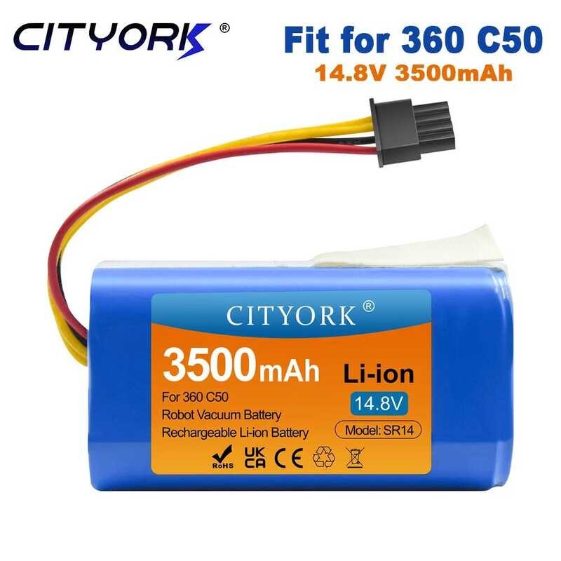 แบตเตอรี่ CITYORK 3500mAh 14.8v สำหรับเครื่องดูดฝุ่นหุ่นยนต์ C50 แบตเตอรี่สำรองอะไหล่ 360 c50