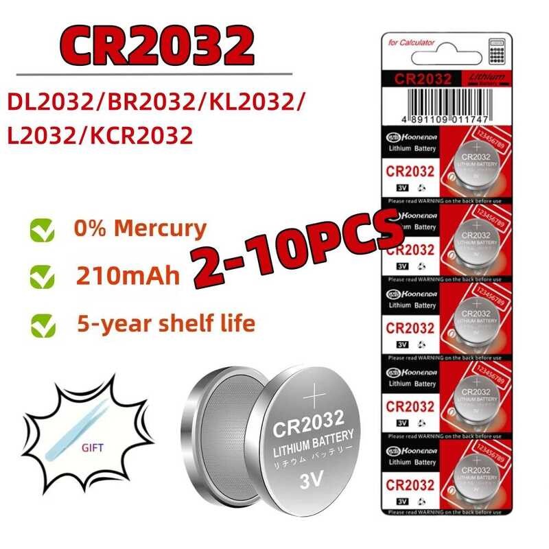 แบตเตอรี่ลิเธียม CR2032 2-10 ชิ้น ปุ่ม BR2032 DL2032 ECR2032 แบตเตอรี่ลิเธียมไอออนสำหรับอุปกรณ์อิเล็