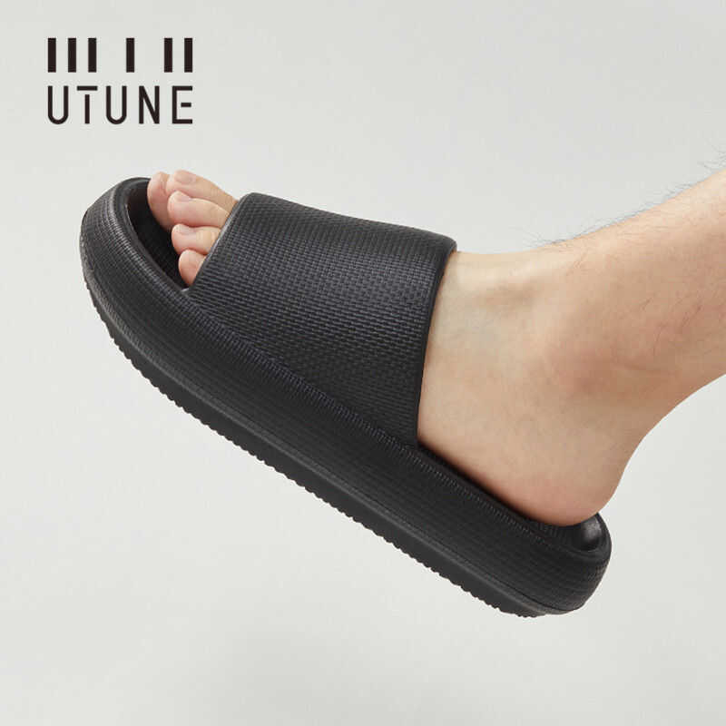 ❤ UTUNE รองเท้าแตะขนาดใหญ่สำหรับผู้ชายในร่มหนาแต่เพียงผู้เดียวบ้านรองเท้าแตะกันลื่นแสงห้องน้ำรอ