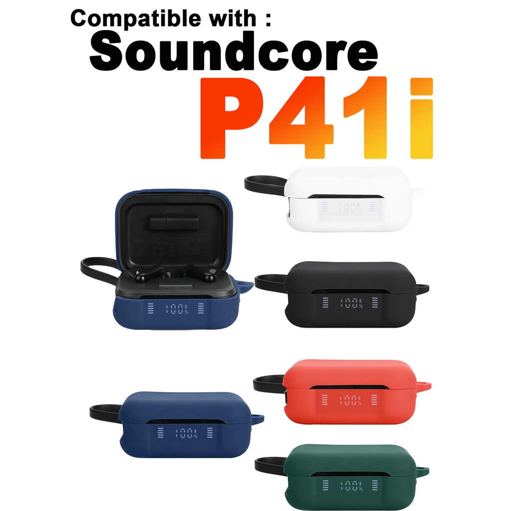 สําหรับ Anker Soundcore P41i หูฟังซิลิโคนอ่อนนุ่มกันกระแทกฝาครอบป้องกันพร้อมพวงกุญแจ