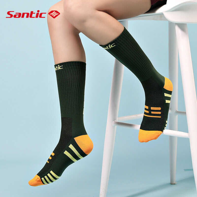 Santic Cycling Men Women Breathable Outdoor Running Marathon Football Compression Stockings Sports