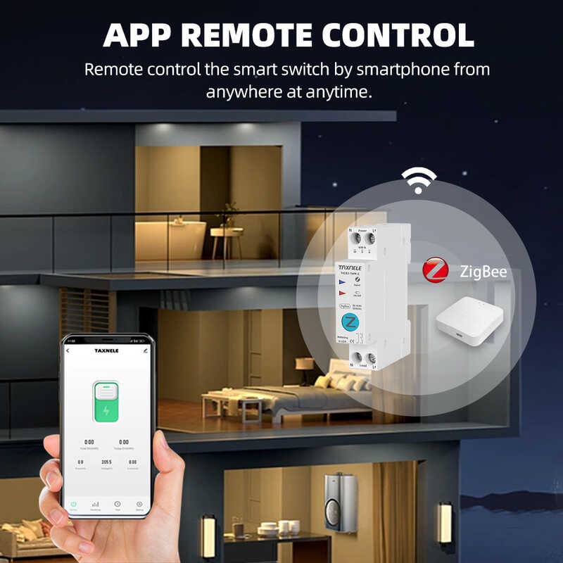 ❤ TUYA Zigbee สมาร์ทเบรกเกอร์สวิตช์อัจฉริยะ1p 63A เครื่อง