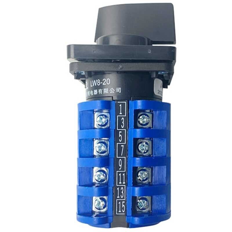 ❤ Rotary On-Off-On 3 Position 4 Phases 20A 500V Small Plate Changeover Cam Switch Lw8-20