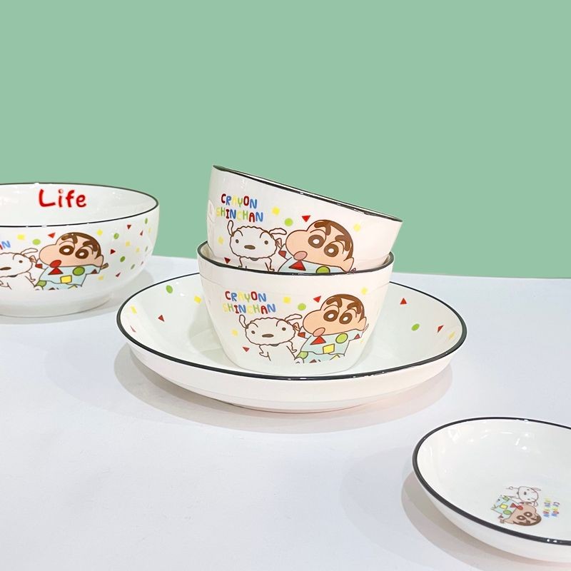 Japanese Cartoon Creative Cute Household Ceramic Eating Bowls And Plates Large Soup Bowls Ceramic B