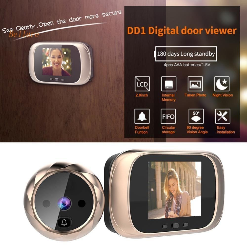 Hot DD1 2.8 นิ้ว Digital Doorbell 0.3MP Door Peephole Camera Viewer Door Bell [Bellare.th]