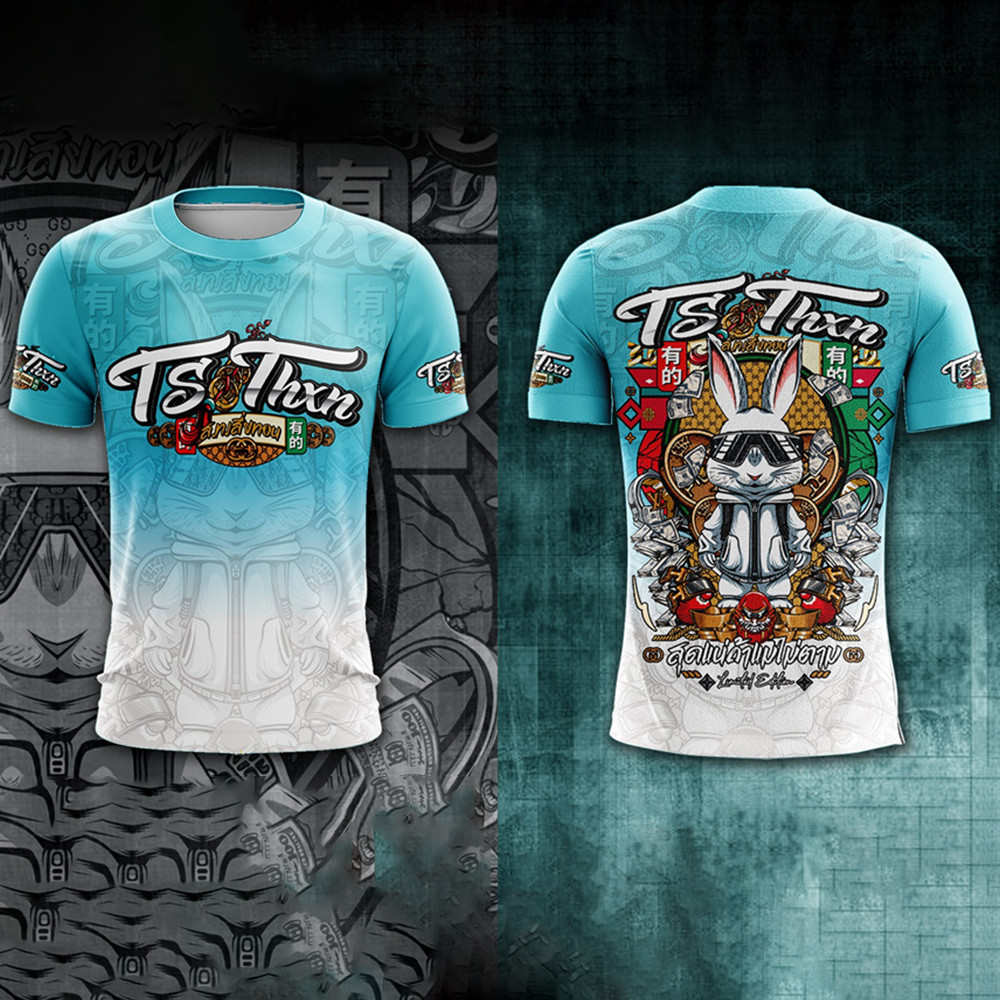 เสื้อยืดแฟชั่นลําลองผู้ชายใหม่ Bugs Bunny cool 3D พิมพ์เต็มขนาดใหญ่คอกลมหลวมเสื้อยืดแขนสั้น unisex ทุกวัน