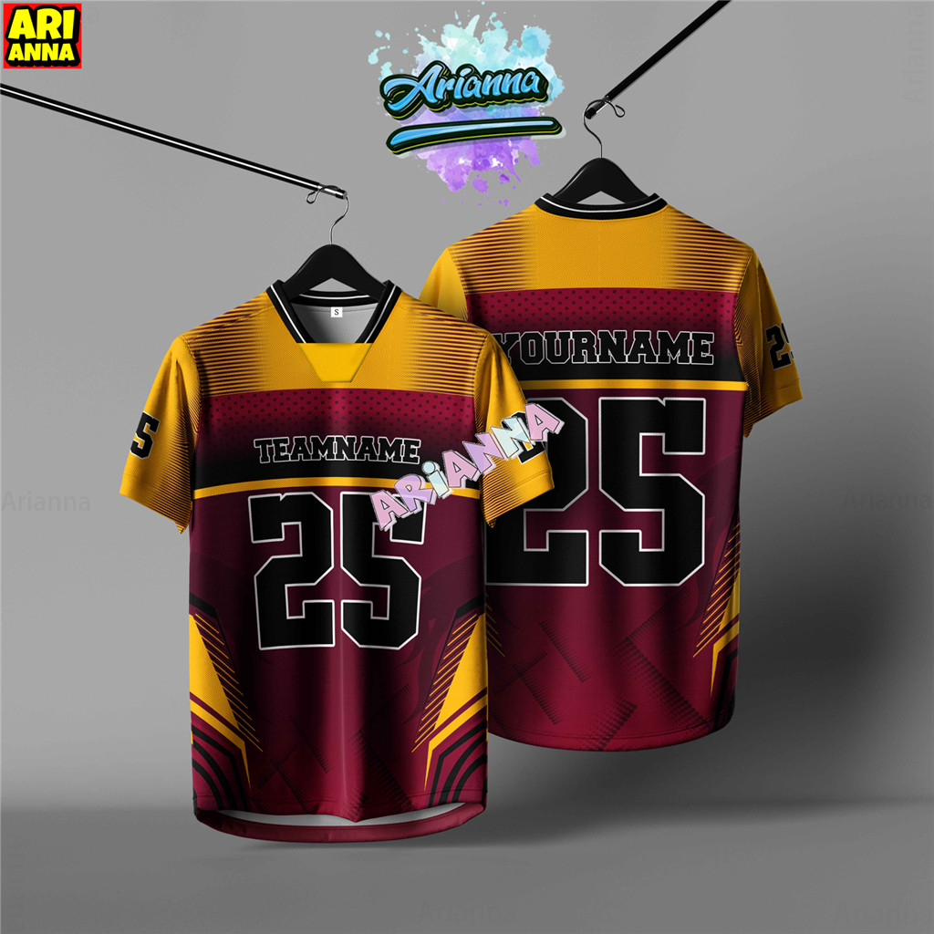 AriannaFree Custom ชื่อและหมายเลข2025 NFL Edition Jersey Baju Tshirt Lelaki Lengan Pendek Retro Collar Full Sublimation Microfiber Jersi Viral Unisex Teamwear Ootd รหัส:117