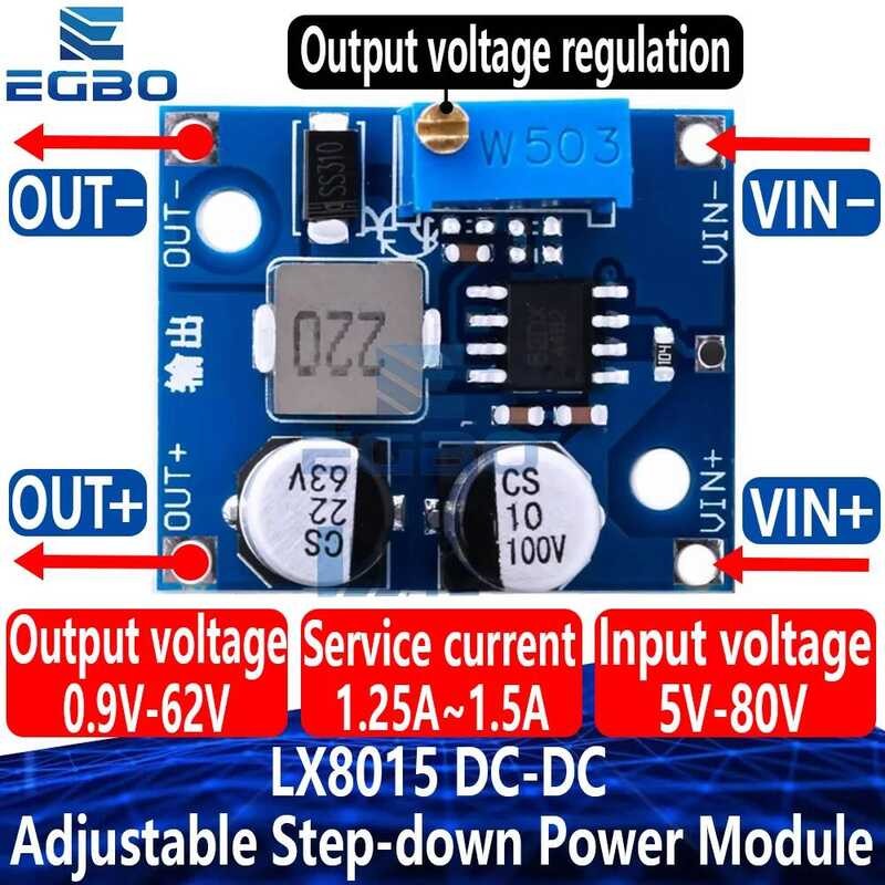 LX8015 1~5PCS DC-DC โมดูลปรับลดแรงดันไฟฟ้า 5-80V เป็น 1-62V 1.5A ตัวแปลงพลังงานสำหรับวงจรพลังงานแสงอ