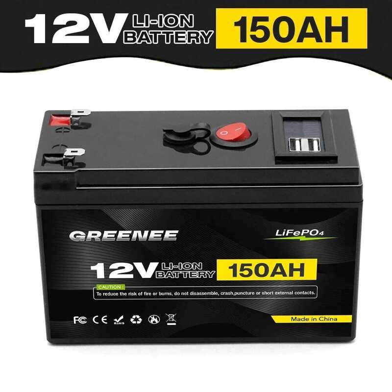 แบตเตอรี่ลิเธียม LiFePO4 12V 150Ah 4000+ รอบการใช้งานลึก สำหรับ UPS เครื่องหาปลาเรือคายัค แผงโซลาร์เซลล์ พลังงาน