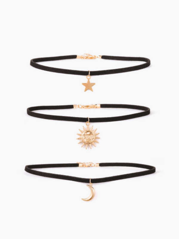 สร้อยคอผู้หญิง Cider จี้พระอาทิตย์&พระจันทร์&ดวงดาว เค