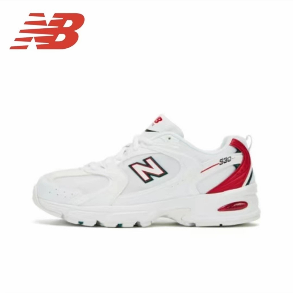 nb ♞,♘,♙รองเท้าวิ่ง New Balance NB 530 Low-Top 100% สีขาวแดง