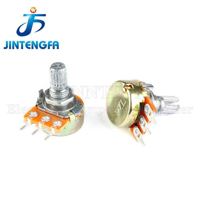 5pcs WH148 3P 6pin 5K 10K 50K Linear Potentiometer B1K B2K B5K B10K L15mm Shaft พร้อมถั่วและเครื่องซ