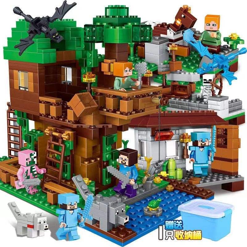 2024 ใหม่ Minecraft Building Blocks ปริศนาเด็กผู้ชายประกอบของเล่นเด็ก Village House ปริศนา Lego