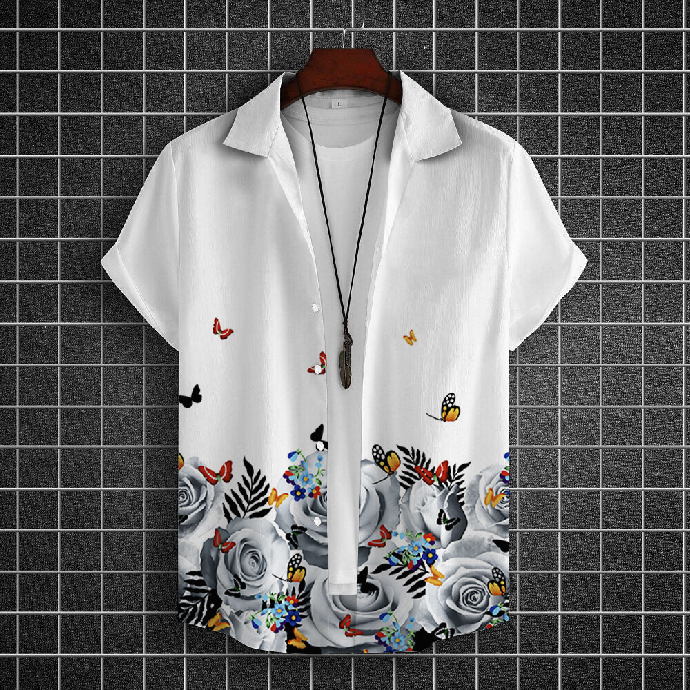 ใหม่เสื้อฮาวายสําหรับชาย 3d Floral & Butterfly พิมพ์คุณภาพสูงเสื้อผ้าผู้ชาย Beach Party แขนสั้นเสื้อหลวมขนาดใหญ่ระบายอากาศ