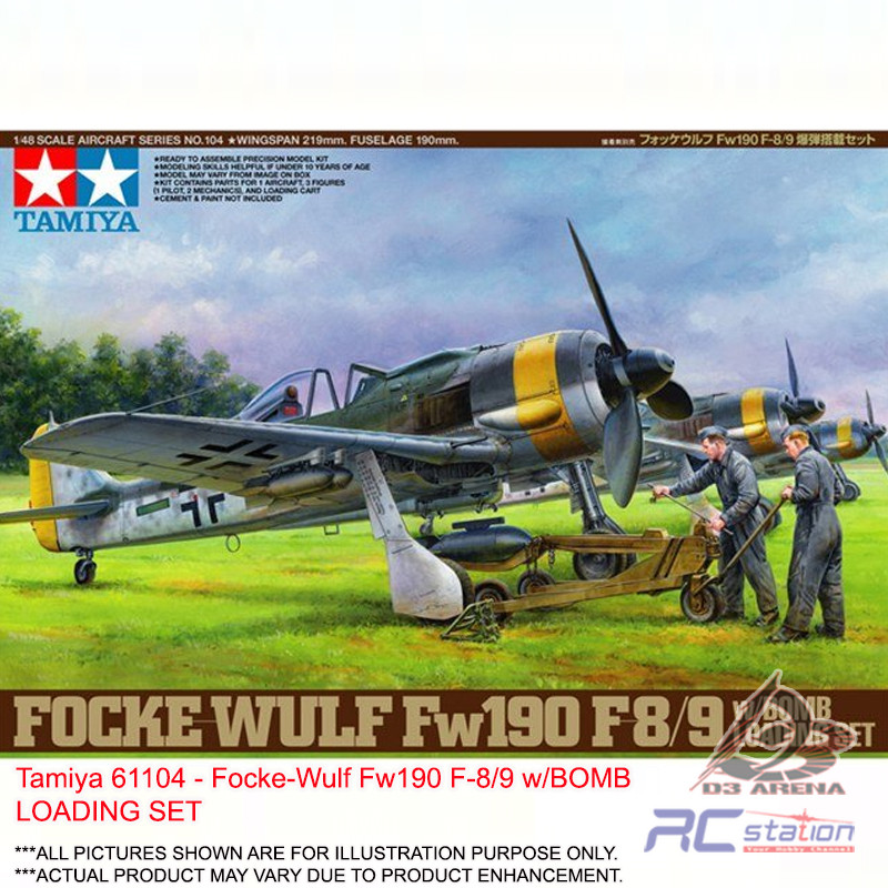 Tamiya 61104 - 1/48 Focke-Wulf Fw190 F-8/9 w/ชุดโหลดบอมบ์ | ซีรีย์เครื่องบิน