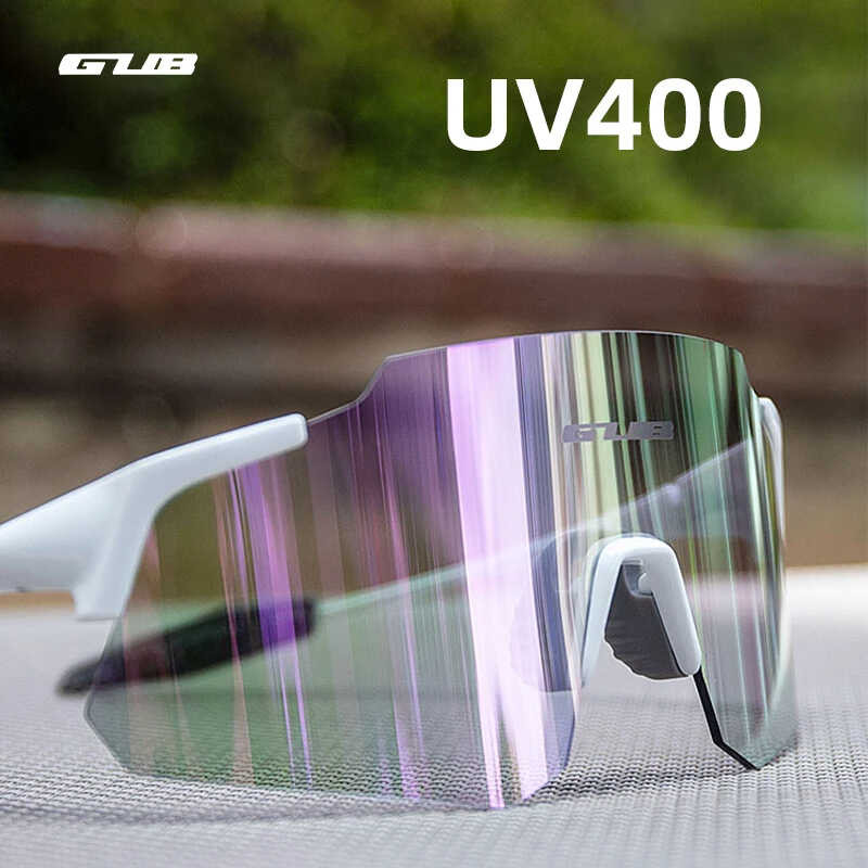 New GUB Cycg Colorful Photochromic UV400 Lightweight Anti Fog Glasses No Border Wider View Adjustab