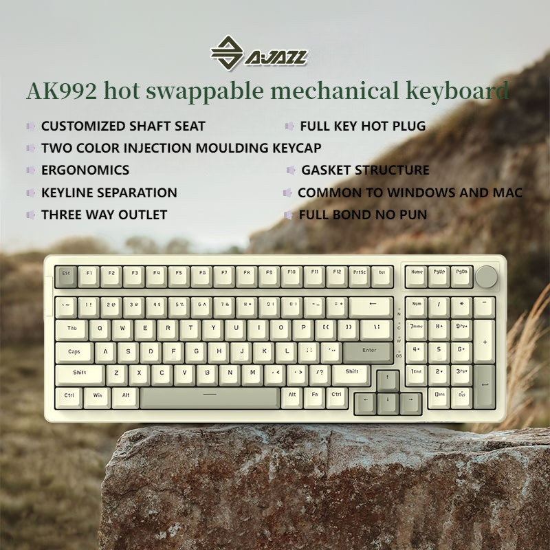 Ajazz AK992 คีย ์ บอร ์ ดแบบกลไกสไตล ์ ย ้ อนยุค 98 แบบมีสายร ้ อนสลับได ้