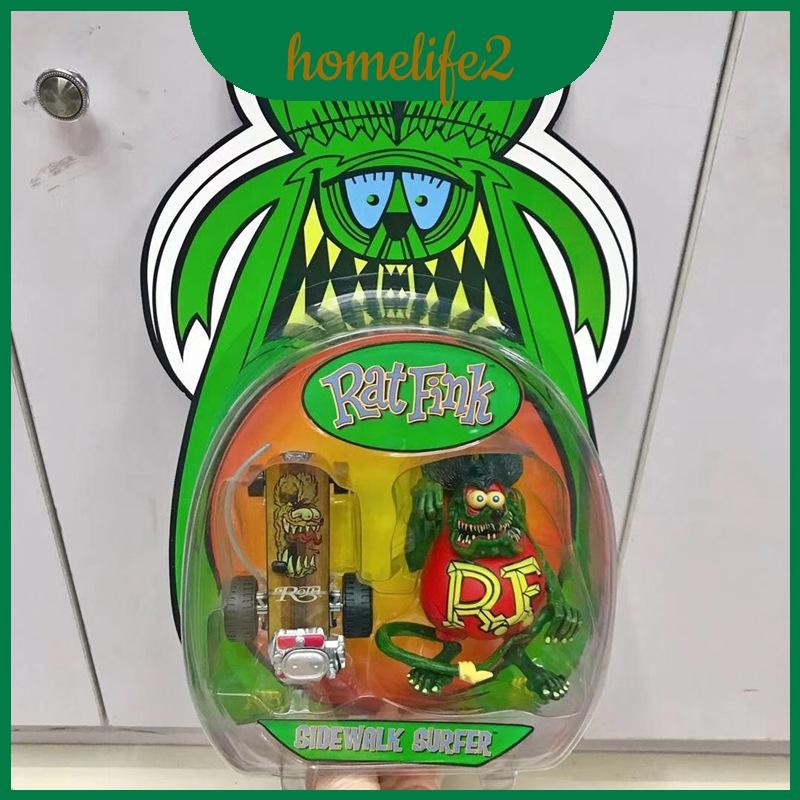 สีขาวสีส้มสีฟ้า Rat Fink Collectible Pvc Action Figure พร้อมสกู๊ตเตอร์ Rose Burger และ