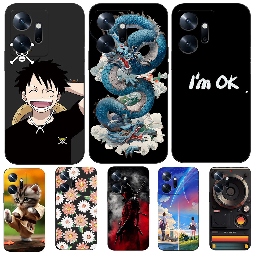 เคสสําหรับ INFINIX ZERO 20 Silicon Phone Back Cover เคส tpu สีดํา Oriental Dragon