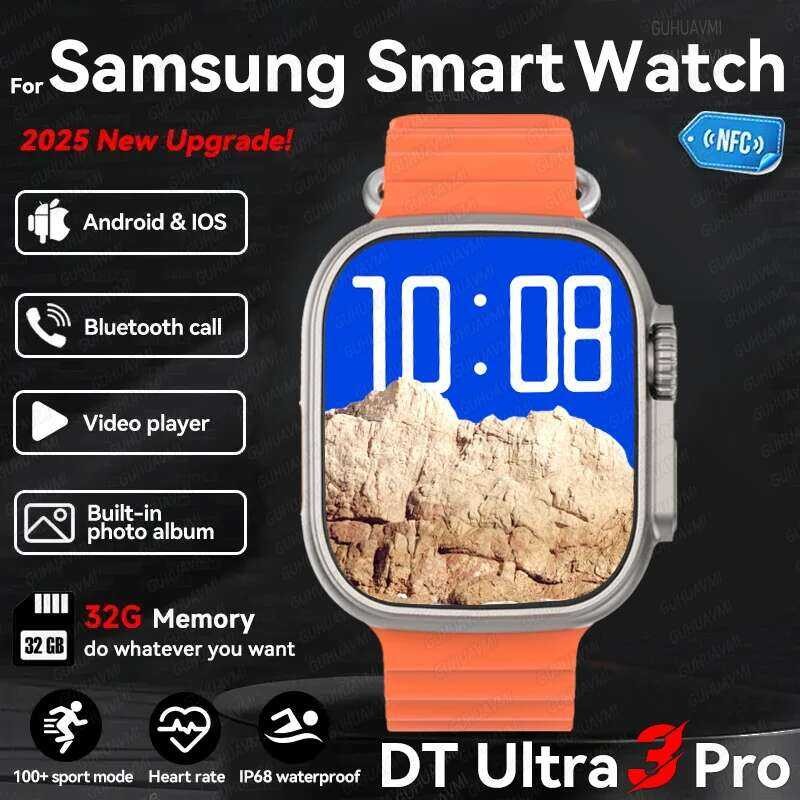 DT สมาร์ทวอทช์ Ultra 3 หน้าจอ Amoled 4GB เครื่องเล่น MP3 MP4 แบ่งปันเครือข่ายบลูทูธ APP Store ChatGP