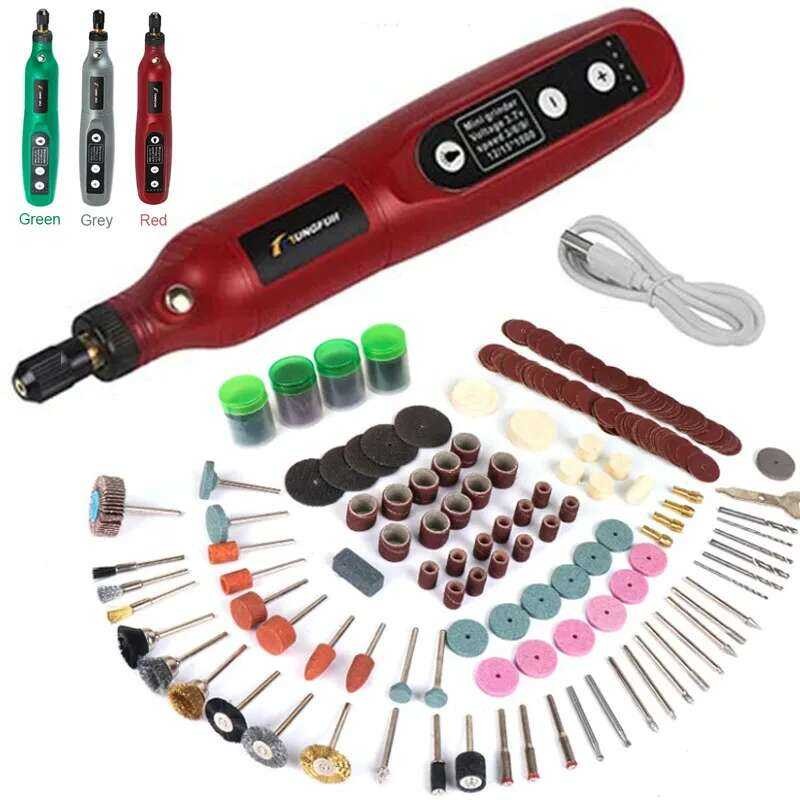 Dremel ชุดอุปกรณ์เจียร เครื่องมือโรตารี่ไร้สายขนาดเล็กแบบชาร์จไฟได้ USB สำหรับการแกะสลัก