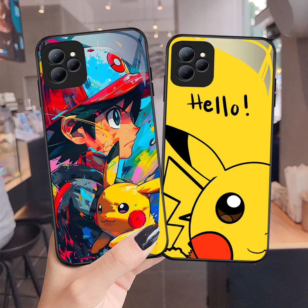 NC-66 Pikachu Hard Glass Casing สําหรับ Infinix Smart 6 7 8 Hot 9 10 11 Play 30i 40i Pro