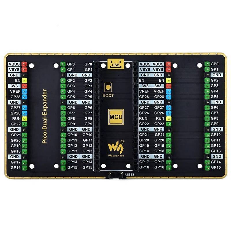 Raspberry Pi Pico Dual GPIO Expander Four ชุดชาย Headers USB Power Connector Expansion Board สําหรับ