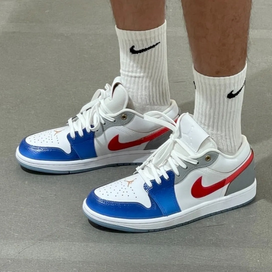 mko ♞,♘(ของแท้ 100%) Nike Air Jordan 1 Low Philippines White Blue Red