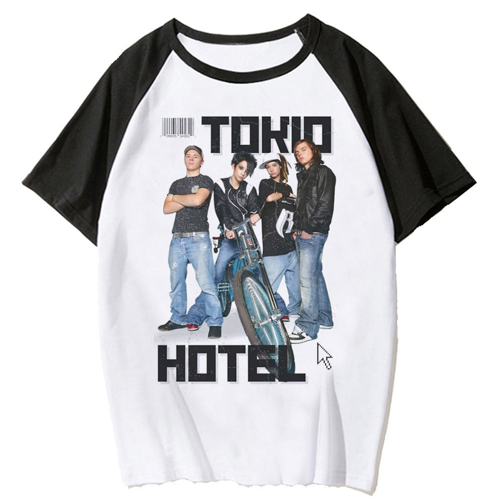 Tokio Hotel t เสื้อผู้ชายออกแบบตลกด้านบนชายกราฟิก harajuku y2k เสื้อผ้า
