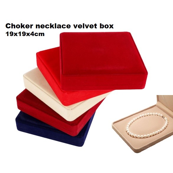 [JPYU3] กล่องกํามะหยี่หรูหราสําหรับหมั้นงานแต่งงานเครื่องประดับ PEARL CHOKER NECKLACE BIG LARGE BOX