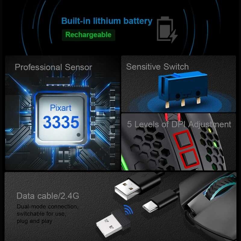 REDRAGON Storm Pro M808-Ks RGB USB 2.4G เมาส์เกมมิ่งไร้สาย 16000 DPI