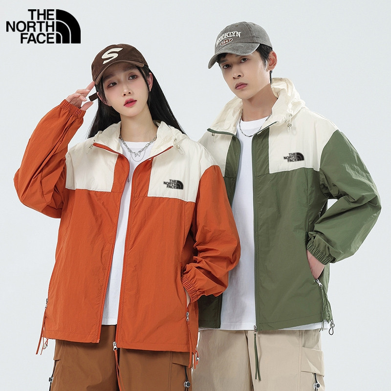 เสื้อแจ็กเก็ต กันแดด ปักลายโลโก้ The North Face 100% มีซิป สําหรับผู้ชาย และผู้หญิง