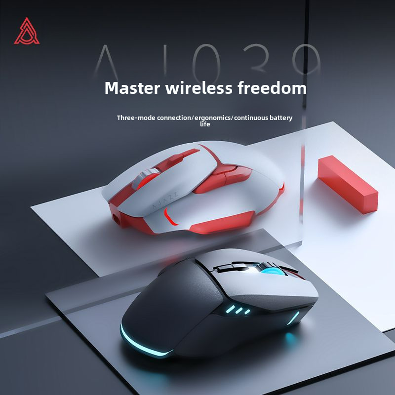 Ajazz/aj039 Game ไดรฟ์มาโครสําหรับเล่นเกมตามหลักสรีรศาสตร์ระดับมืออาชีพสามโหมดชาร์จ CS/CF/LOL