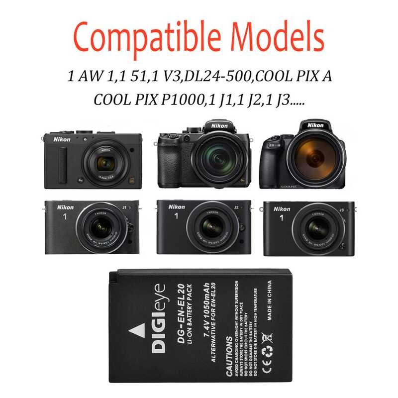 1050Mah 168 En-El20 En-El20a แบตเตอรี่สำหรับ P1000, Dl24-500, 1 J1, J2, J3,S1,V