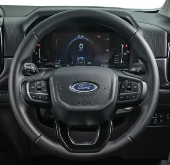 เย็บมือ ฝาครอบพวงมาลัยหนังคาร์บอนไฟเบอร์สีดําสําหรับ ford Ranger 2023 2024 ford everest 2023